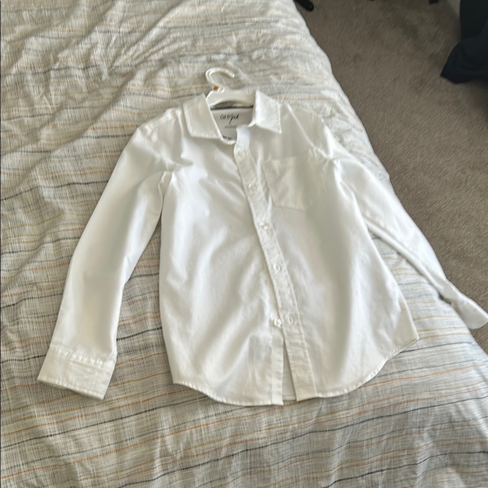 Cat & Jack White Button Down Shirt with Subtle Texture